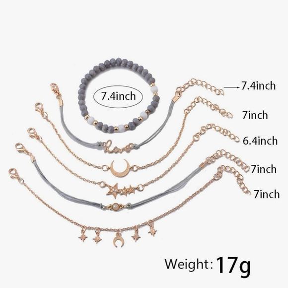 Bundle of 6 Cresent Moon & Beaded Bracelets NWT - Picture 3 of 4